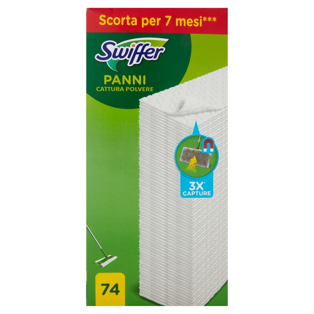 Swiffer Dry Panni Cattura Polvere per Scopa Swiffer - Ricarica 74 Salviette